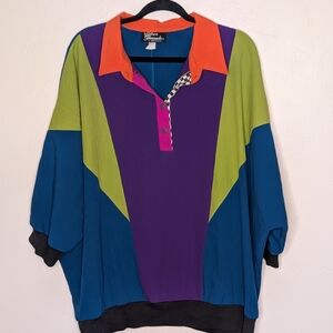 Vintage 90s Colorblock Pullover Slouchy Coogi Maximalist Y2K HipHop Streetwear